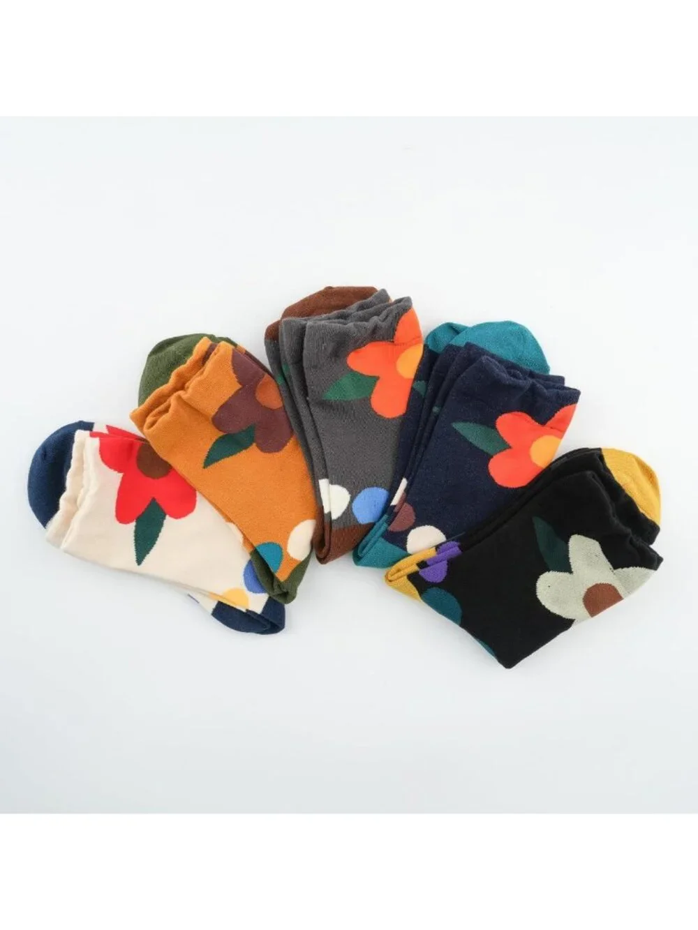 Cute Floral Ruffle Cotton Crew & Ankle Socks, Colorful Tube Size 6-9 for Women